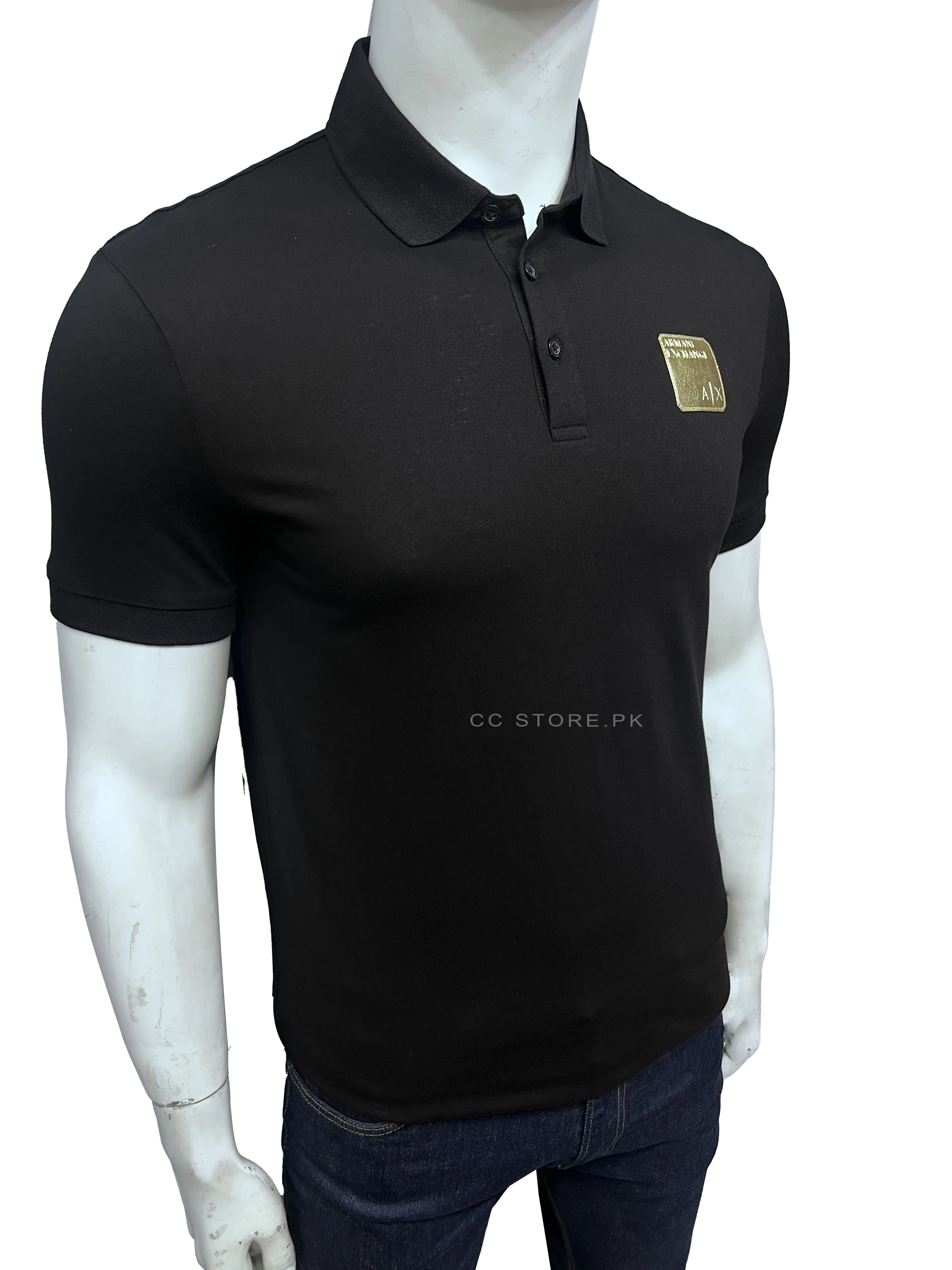 AX Gold Patch Black Polo