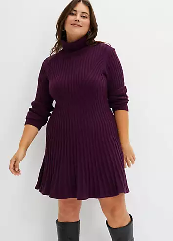 bonprix Polo Neck Knitted Dress