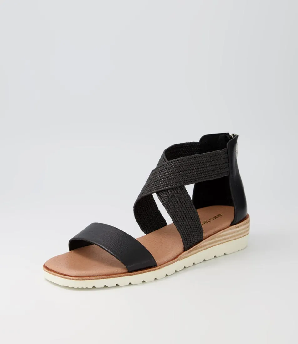 DIANA FERRARI Poet Black Leather Woven Sandals Ns