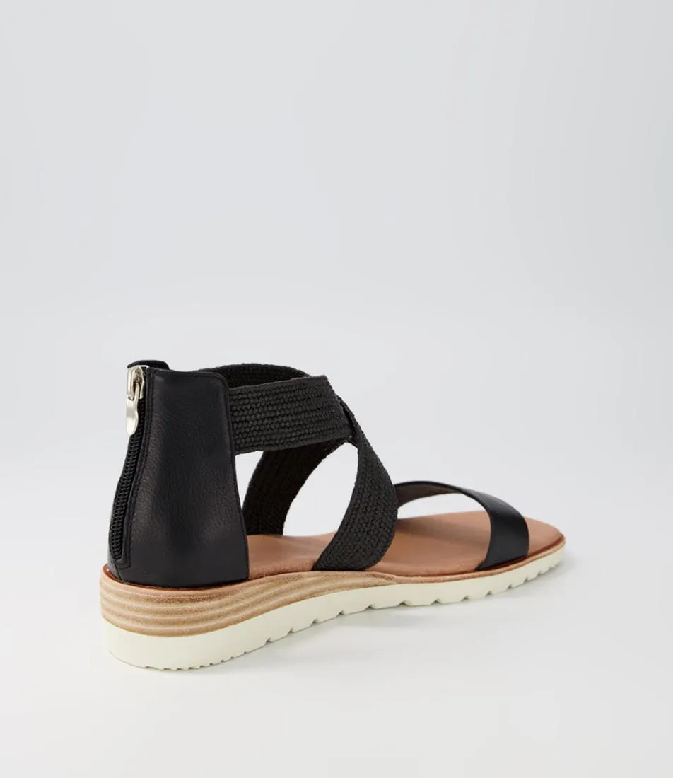 DIANA FERRARI Poet Black Leather Woven Sandals Ns