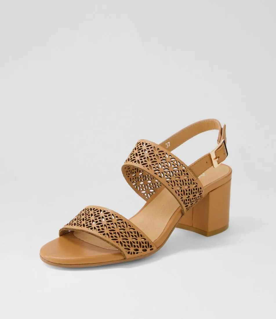 DIANA FERRARI Rach Dark Tan Leather Sandals