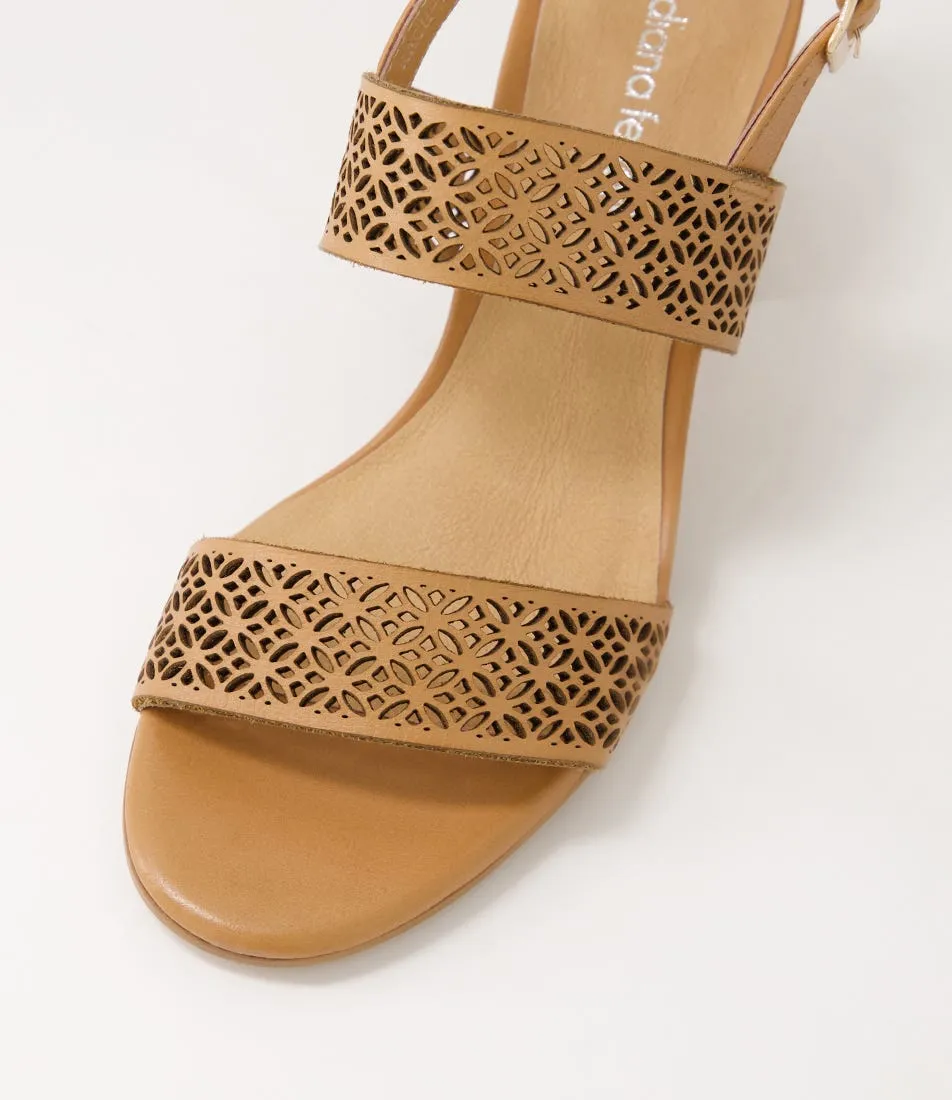 DIANA FERRARI Rach Dark Tan Leather Sandals