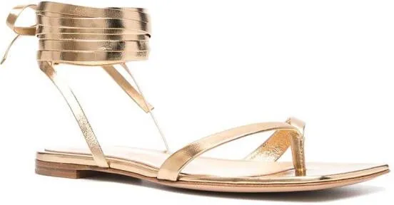 Gianvito Rossi metallic-effect lace-up sandals Gold