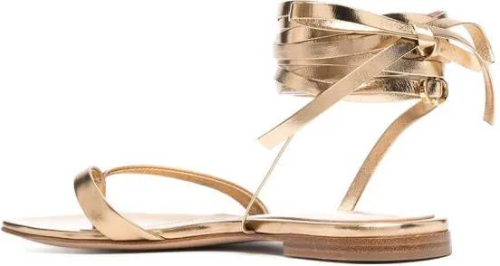 Gianvito Rossi metallic-effect lace-up sandals Gold