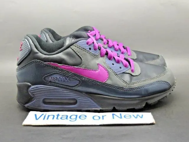 Girls' nike air max '90 anthracite black purple spark running 345017-010 sz 5y