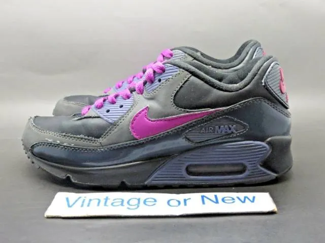 Girls' nike air max '90 anthracite black purple spark running 345017-010 sz 5y