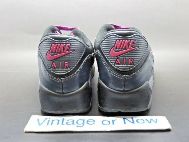 Girls' nike air max '90 anthracite black purple spark running 345017-010 sz 5y