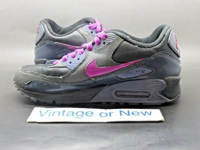 Girls' nike air max '90 anthracite black purple spark running 345017-010 sz 5y