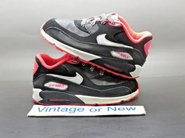 Girls nike air max '90 black hyper punch white running toddler 408112-014 sz 4c