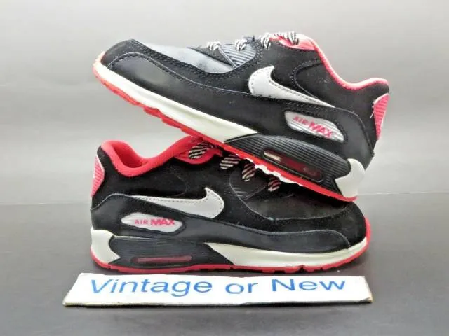 Girls nike air max '90 black hyper punch white running toddler 408112-014 sz 4c