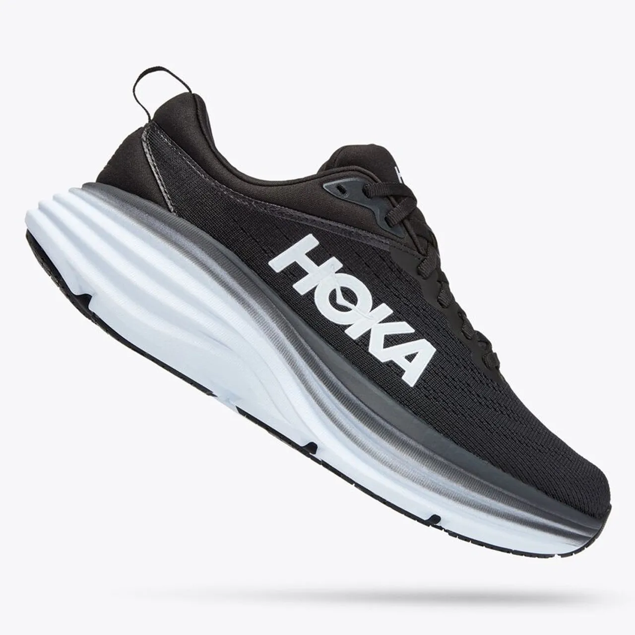 HOKA ONE ONE Women's Bondi 8 - Black / White (Wide Width)