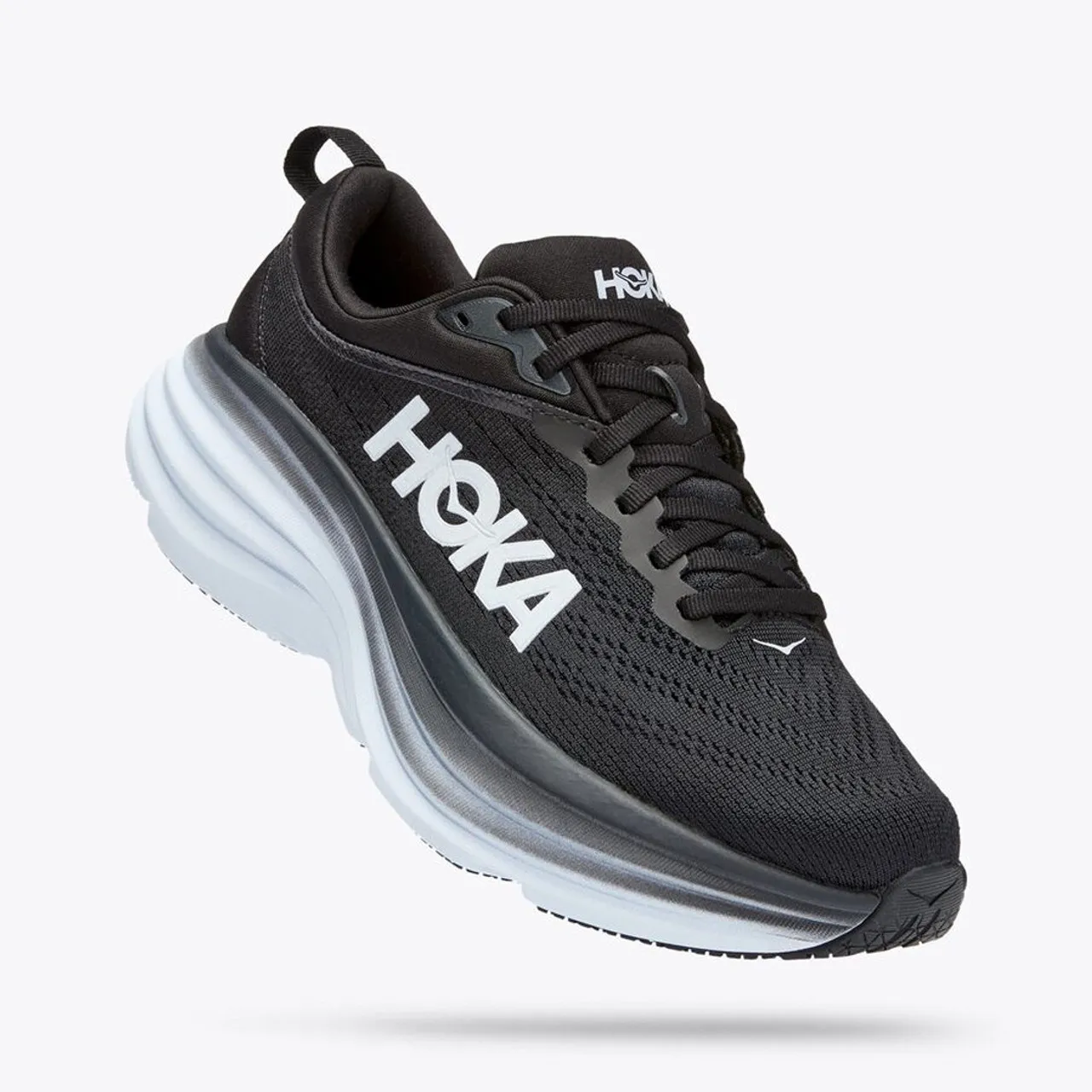 HOKA ONE ONE Women's Bondi 8 - Black / White (Wide Width)