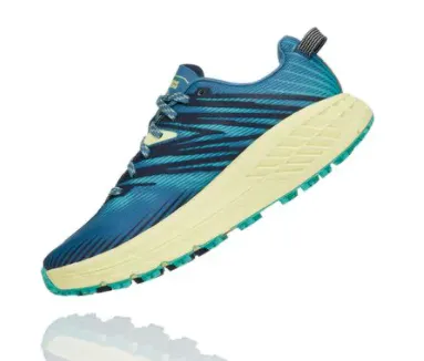 Hoka Womens Speedgoat 4- PROVINCIAL BLUE / LUMINARY GREEN