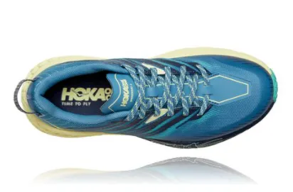 Hoka Womens Speedgoat 4- PROVINCIAL BLUE / LUMINARY GREEN