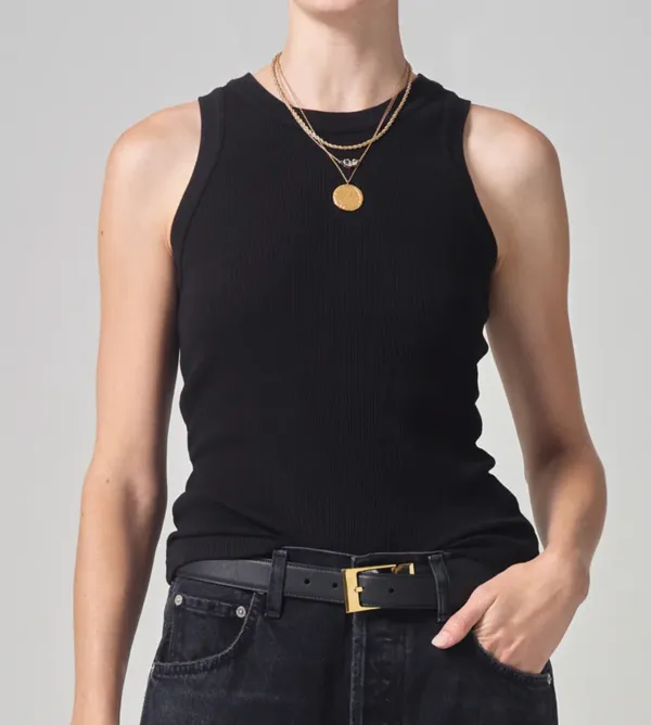 Isabel Rib Tank - Black