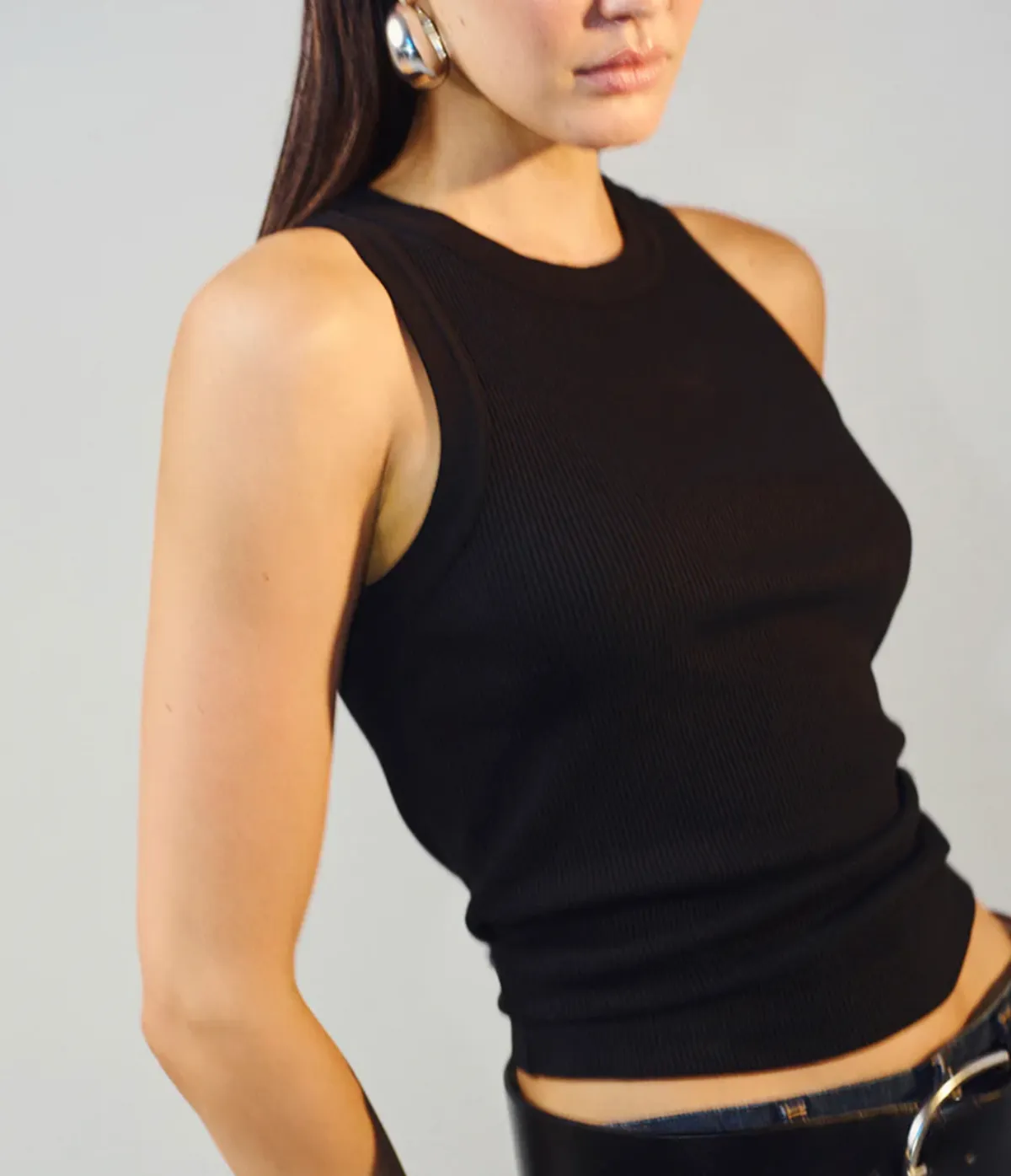 Isabel Rib Tank - Black