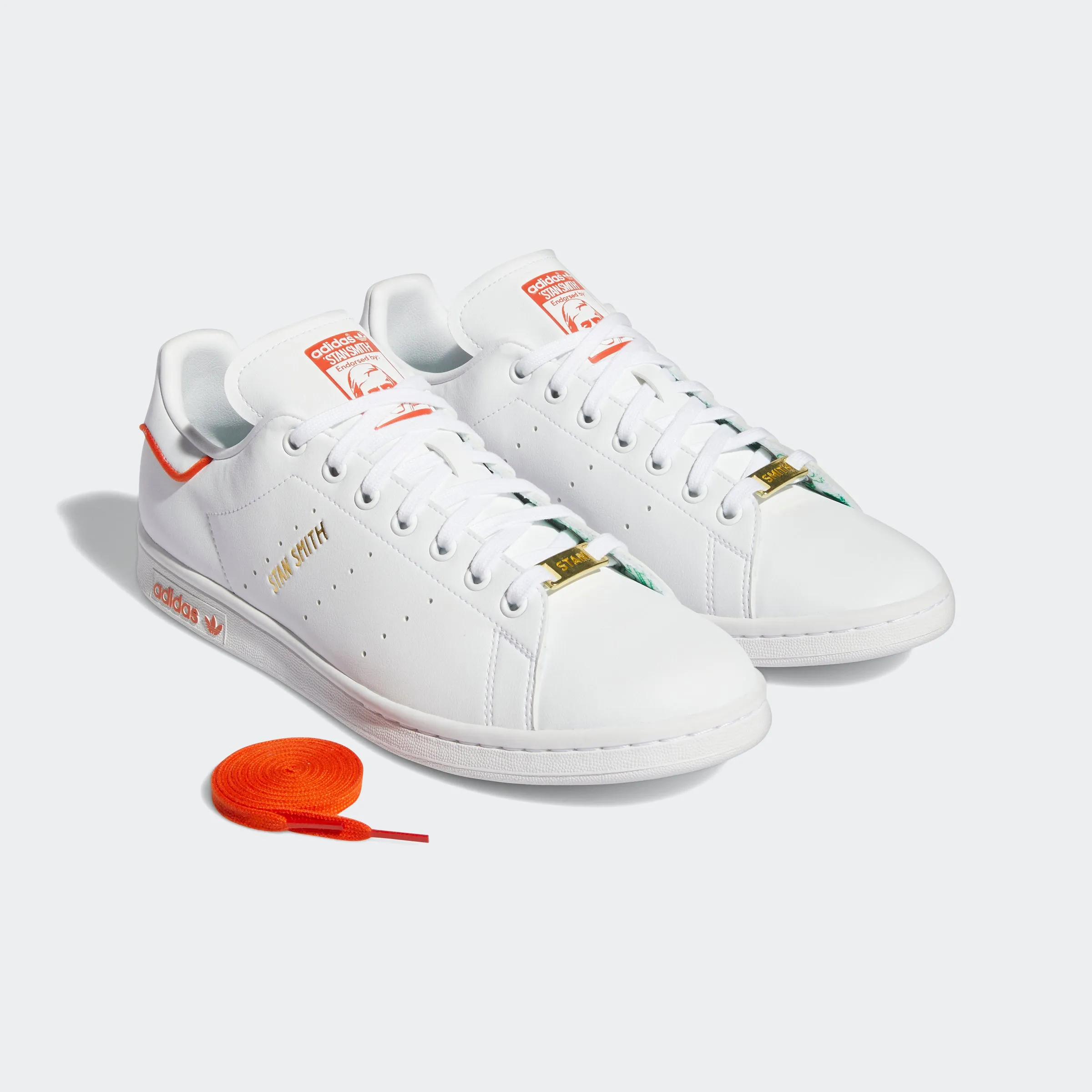 Men's adidas Originals Stan Smith Shoes White Orange