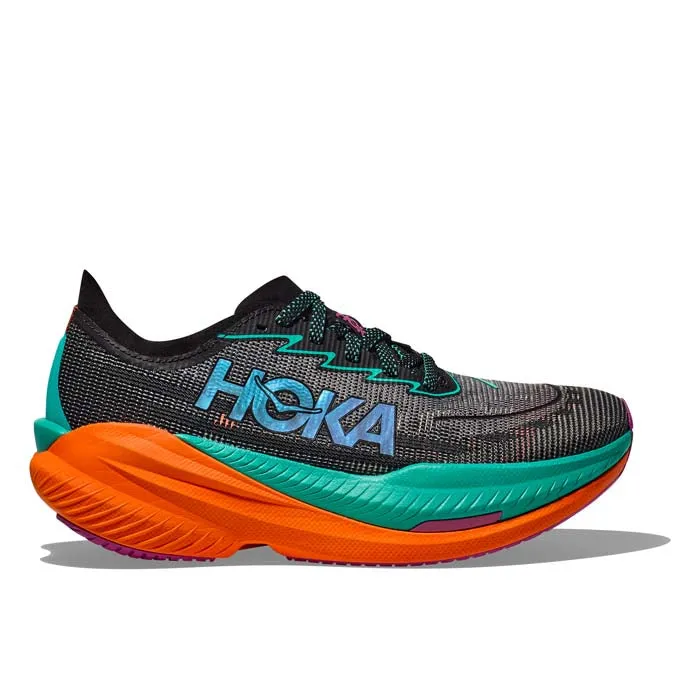 Mens Hoka Mach X 2 in Black/Electric Aqua