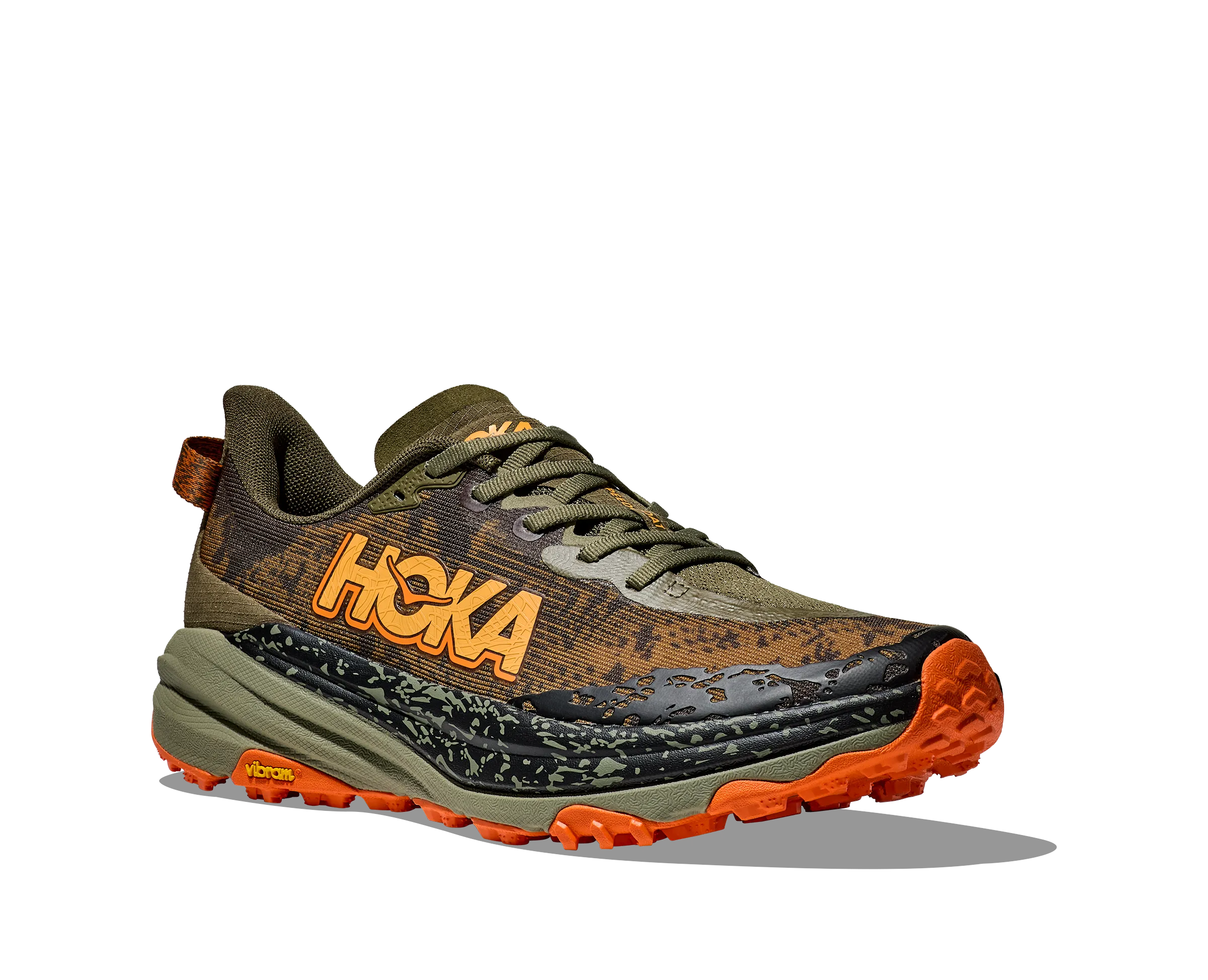 Men's Hoka Speedgoat 6 Color: Ant Olive/ Squash (WIDE WIDTH)