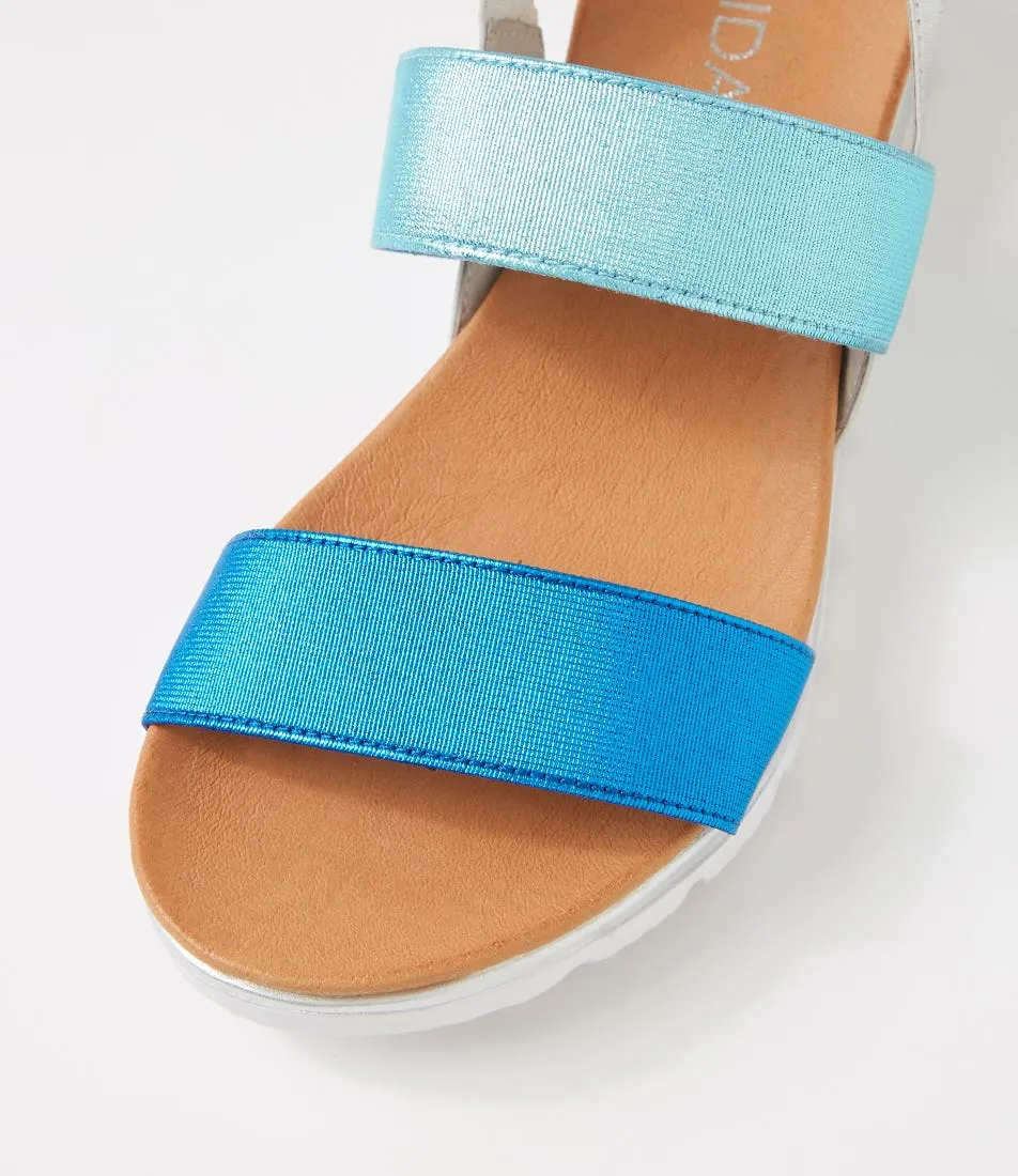 MIDAS Lolly Cobalt Aqua Multi Elastic Sandals