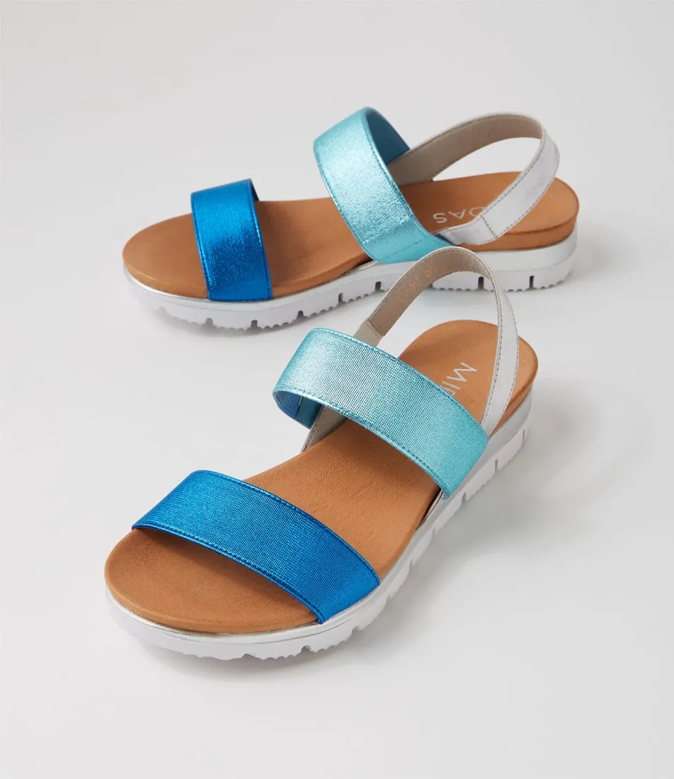 MIDAS Lolly Cobalt Aqua Multi Elastic Sandals