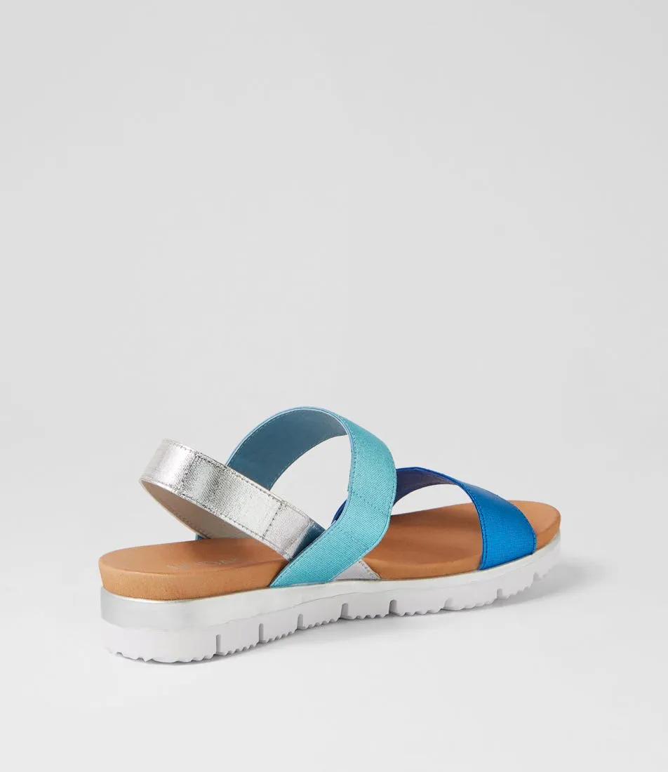 MIDAS Lolly Cobalt Aqua Multi Elastic Sandals