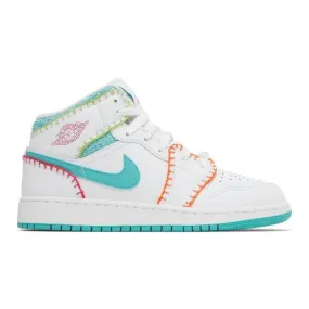 Nike air jordan 1 mid se gs (multi knit/ white/ washed teal/ rush pink) men us 8-13 dm6218-100