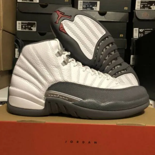 Nike air jordan 12 retro white dark grey