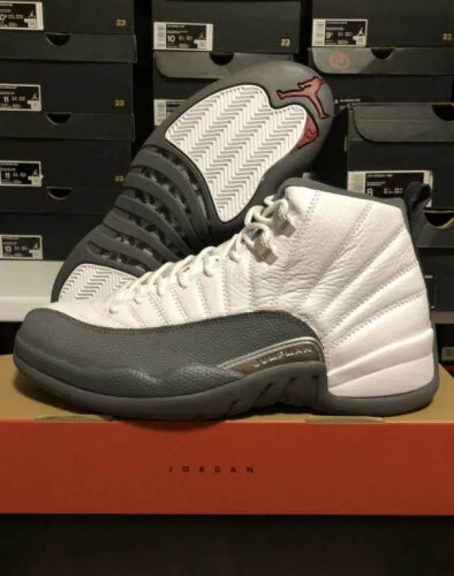 Nike air jordan 12 retro white dark grey