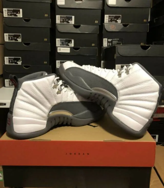 Nike air jordan 12 retro white dark grey