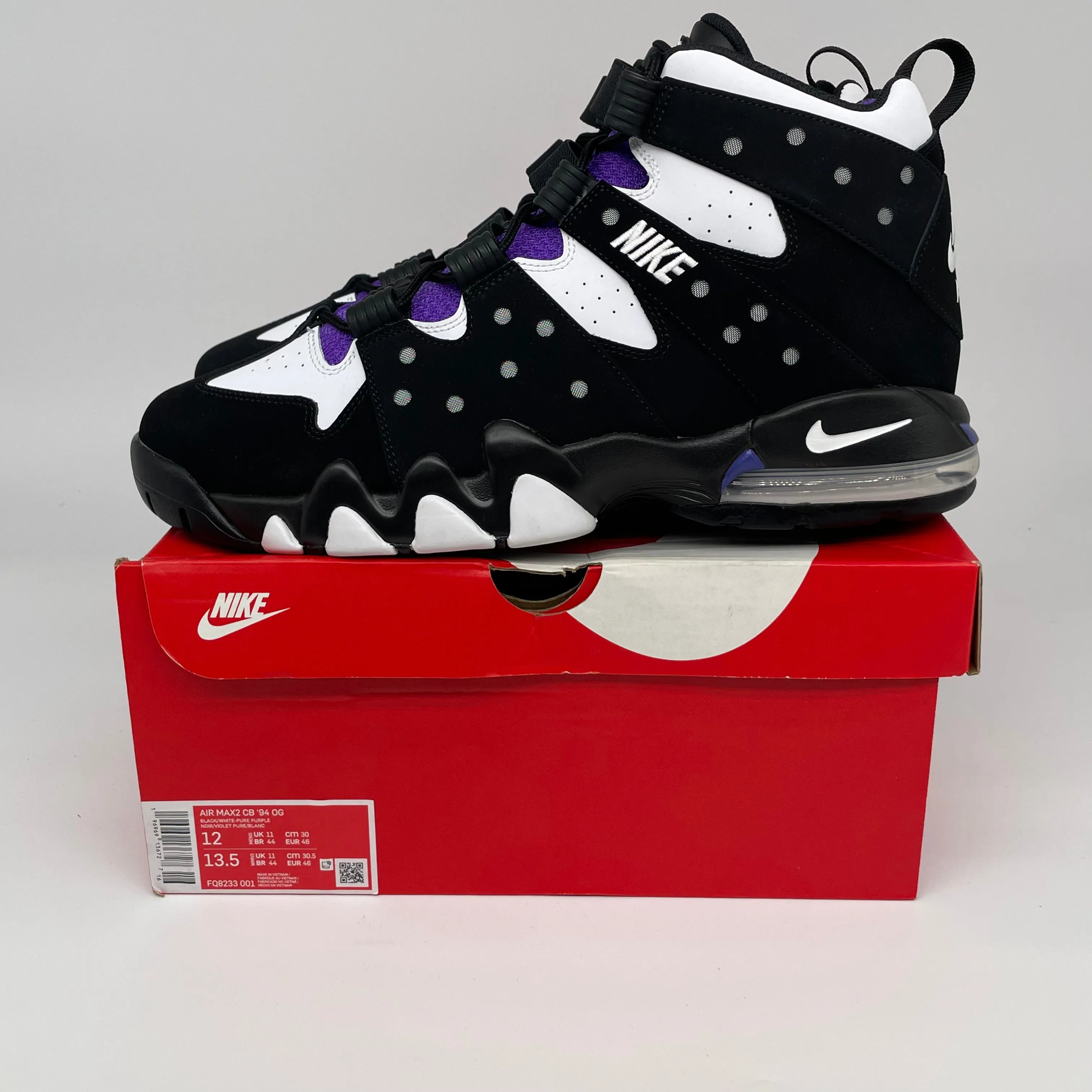 NIKE AIR MAX 2 CB 94 BLACK WHITE PURPLE SIZE 12 FQ8233-001