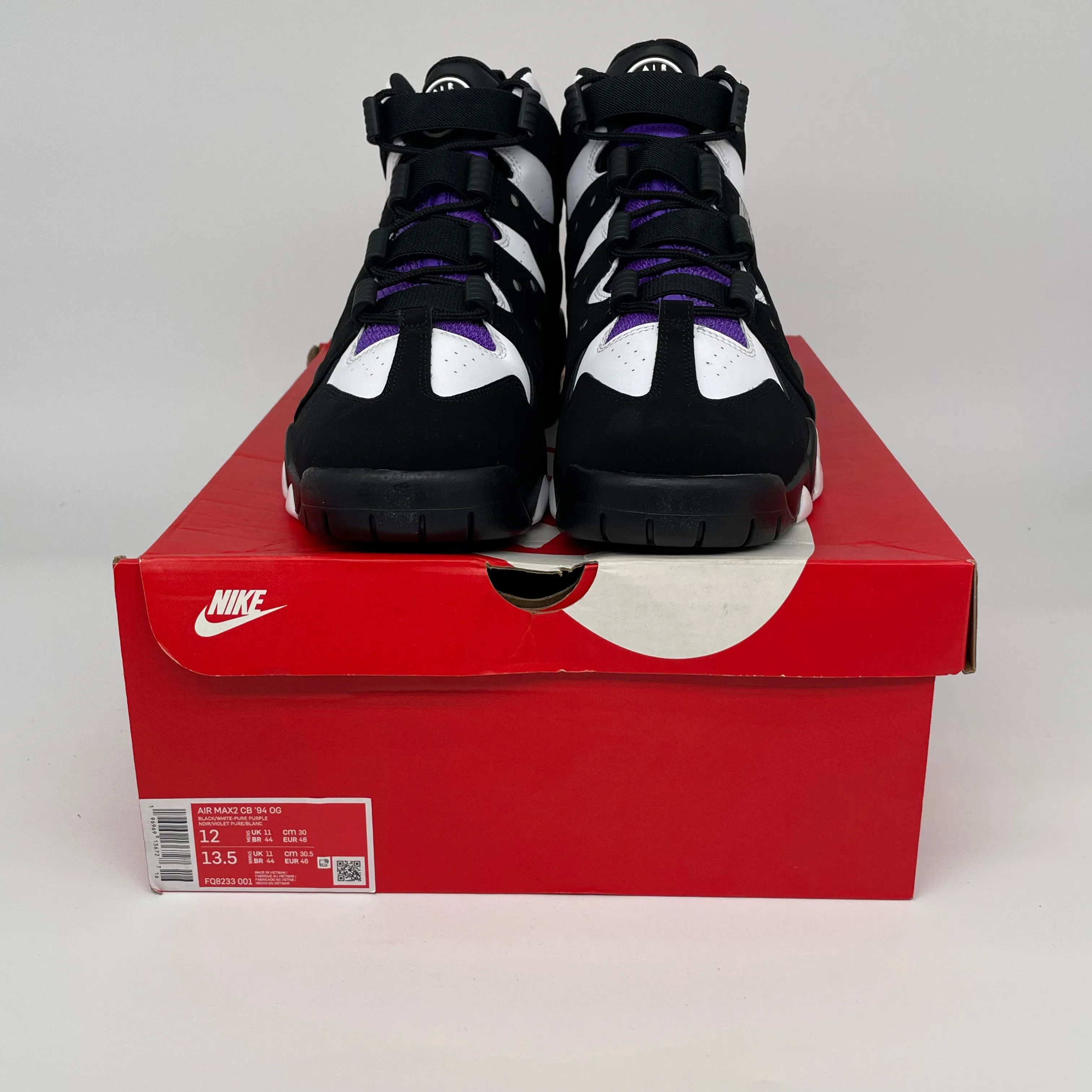 NIKE AIR MAX 2 CB 94 BLACK WHITE PURPLE SIZE 12 FQ8233-001