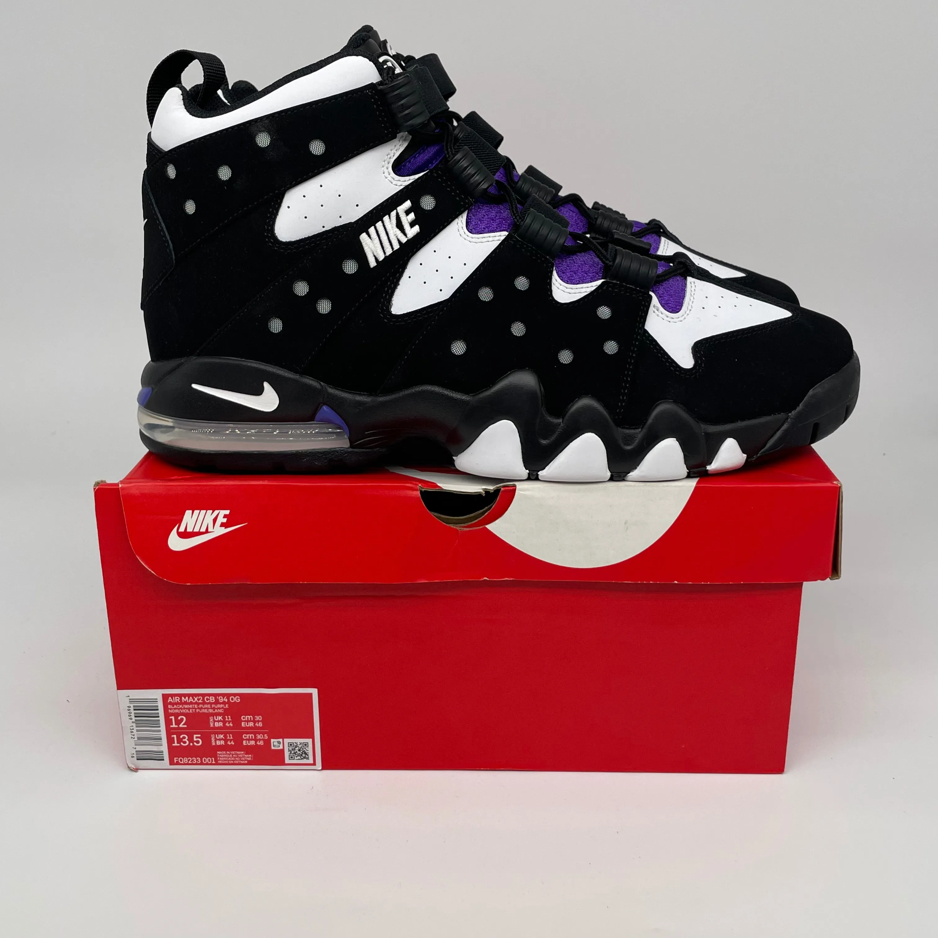 NIKE AIR MAX 2 CB 94 BLACK WHITE PURPLE SIZE 12 FQ8233-001