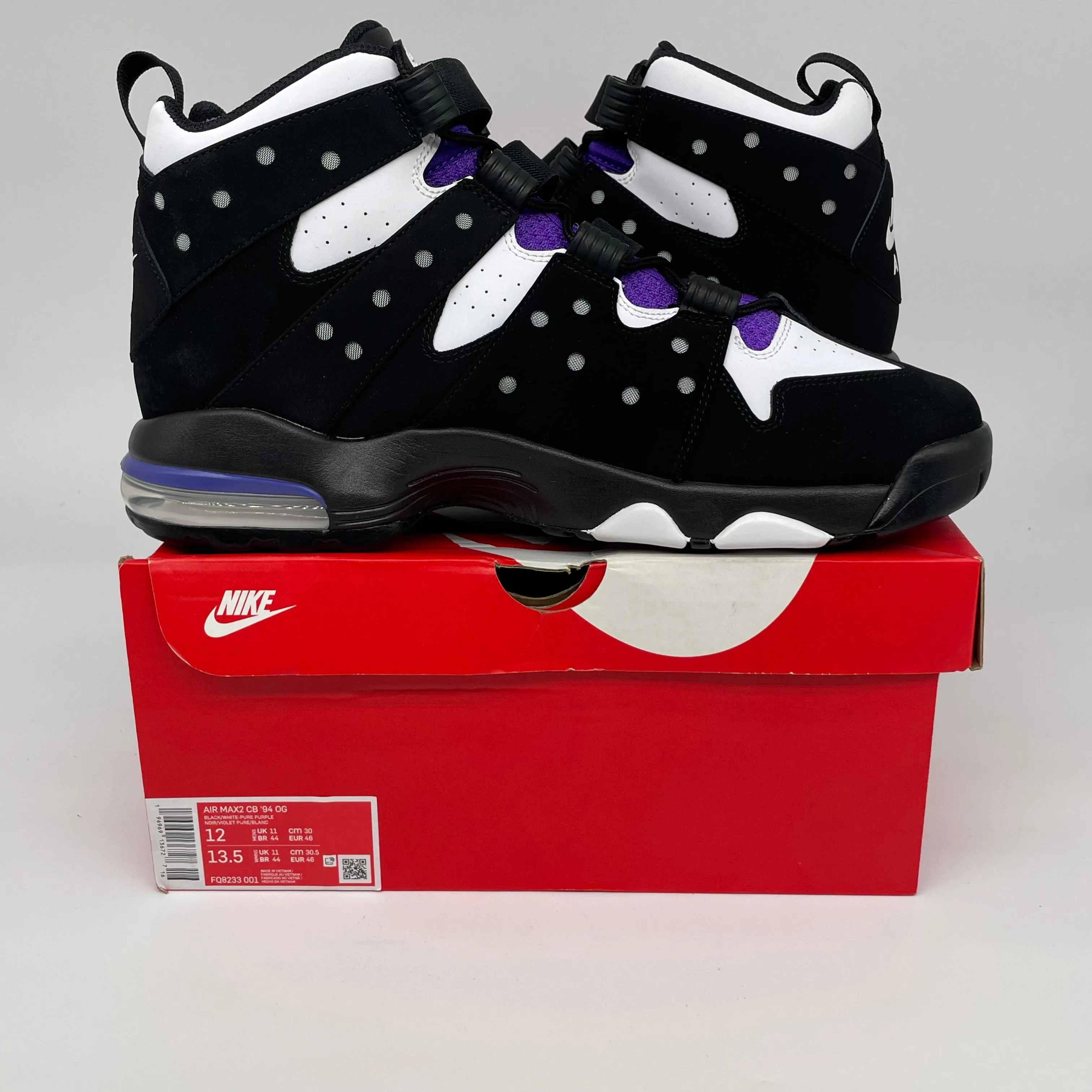 NIKE AIR MAX 2 CB 94 BLACK WHITE PURPLE SIZE 12 FQ8233-001