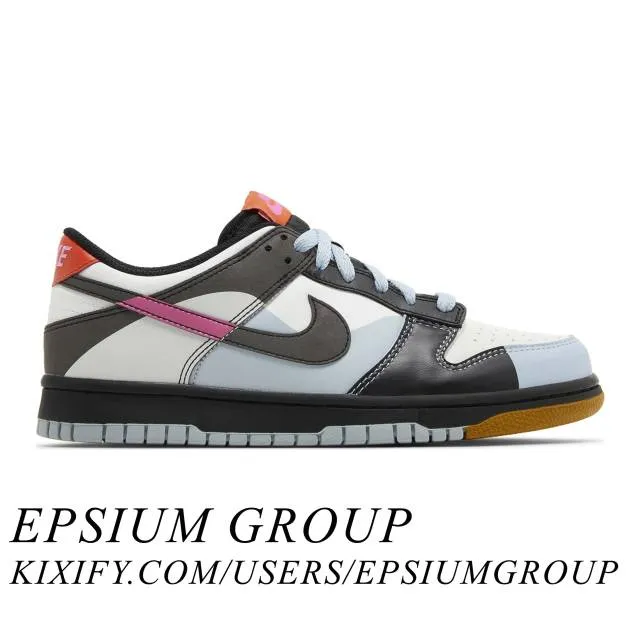 Nike dunk low gs (dance/ summit white/ light armory blue/ black/ playful pink) big kids 3.5y-7y fj2686-100