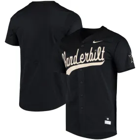 Nike Vanderbilt Commodores Black Vapor Untouchable Elite Replica Full-Button Baseball Jersey