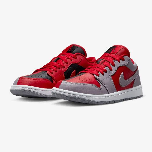 Nike women's air jordan 1 low se (split gym red cement grey/ gym red/ black/ white/ cement grey) siz