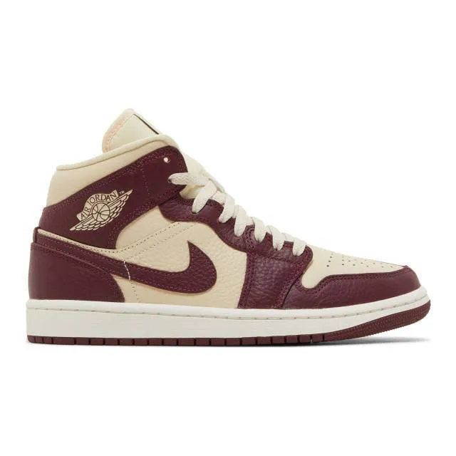 Nike women's air jordan 1 mid se (split beach cherrywood/ red/ beach/ sail/ cherrywood red) sizes 6-