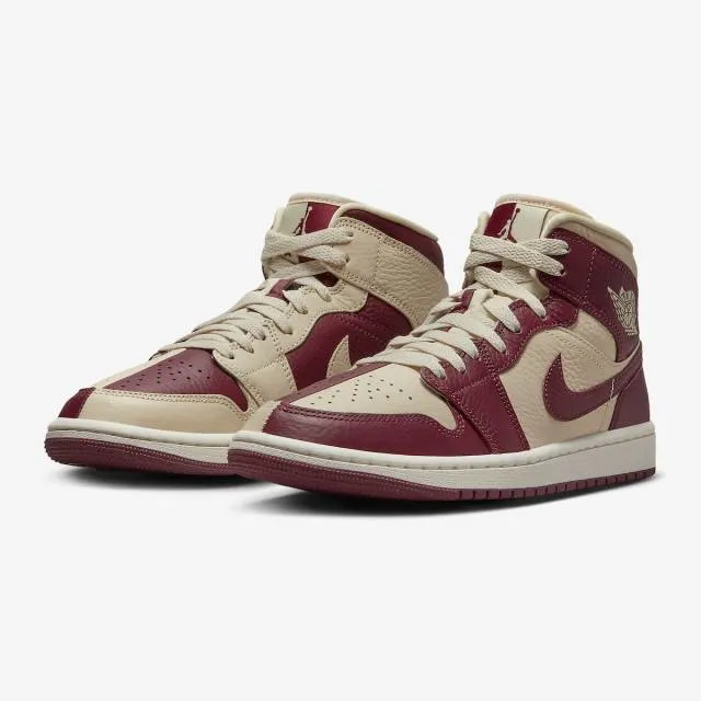 Nike women's air jordan 1 mid se (split beach cherrywood/ red/ beach/ sail/ cherrywood red) sizes 6-