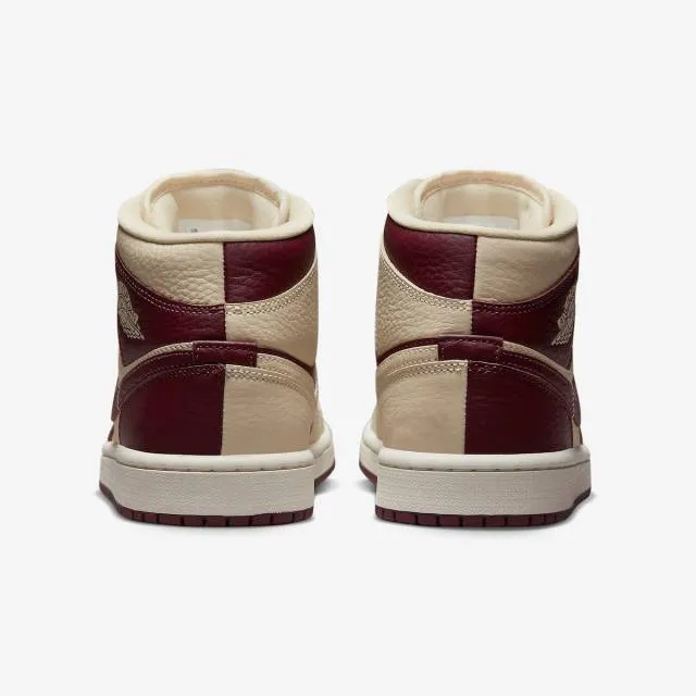 Nike women's air jordan 1 mid se (split beach cherrywood/ red/ beach/ sail/ cherrywood red) sizes 6-