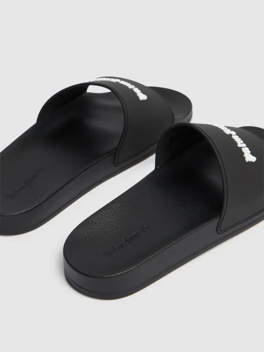 Palm Angels   Essential logo rubber pool slide sandals 