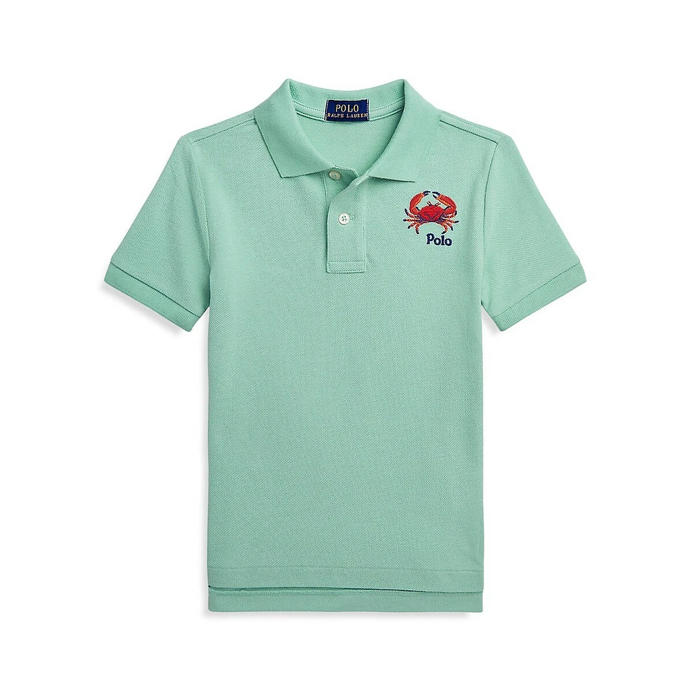 Polo Ralph Lauren Little Boy's Fish-Embroidered Cotton Mesh Polo Shirt