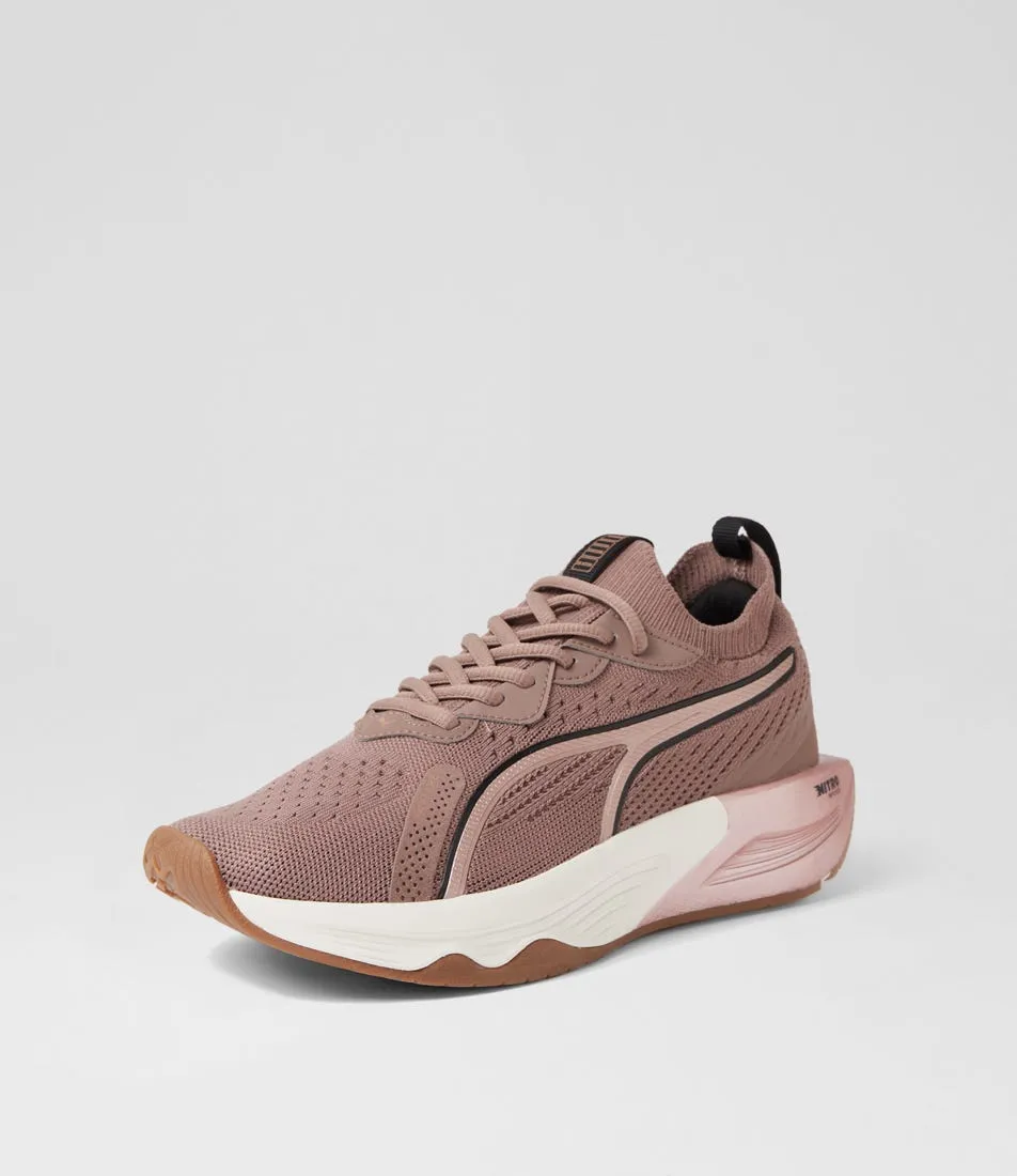 PUMA Pwr Xx Nitro Dark Clove Black Rose Gold Mesh Sneakers