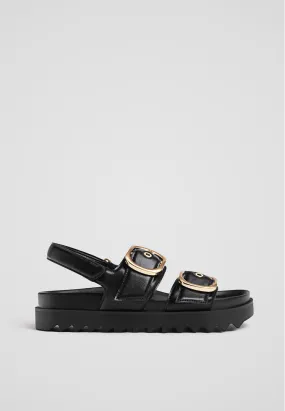 Stradivarius Flat sandals with buckles  BLACK  3