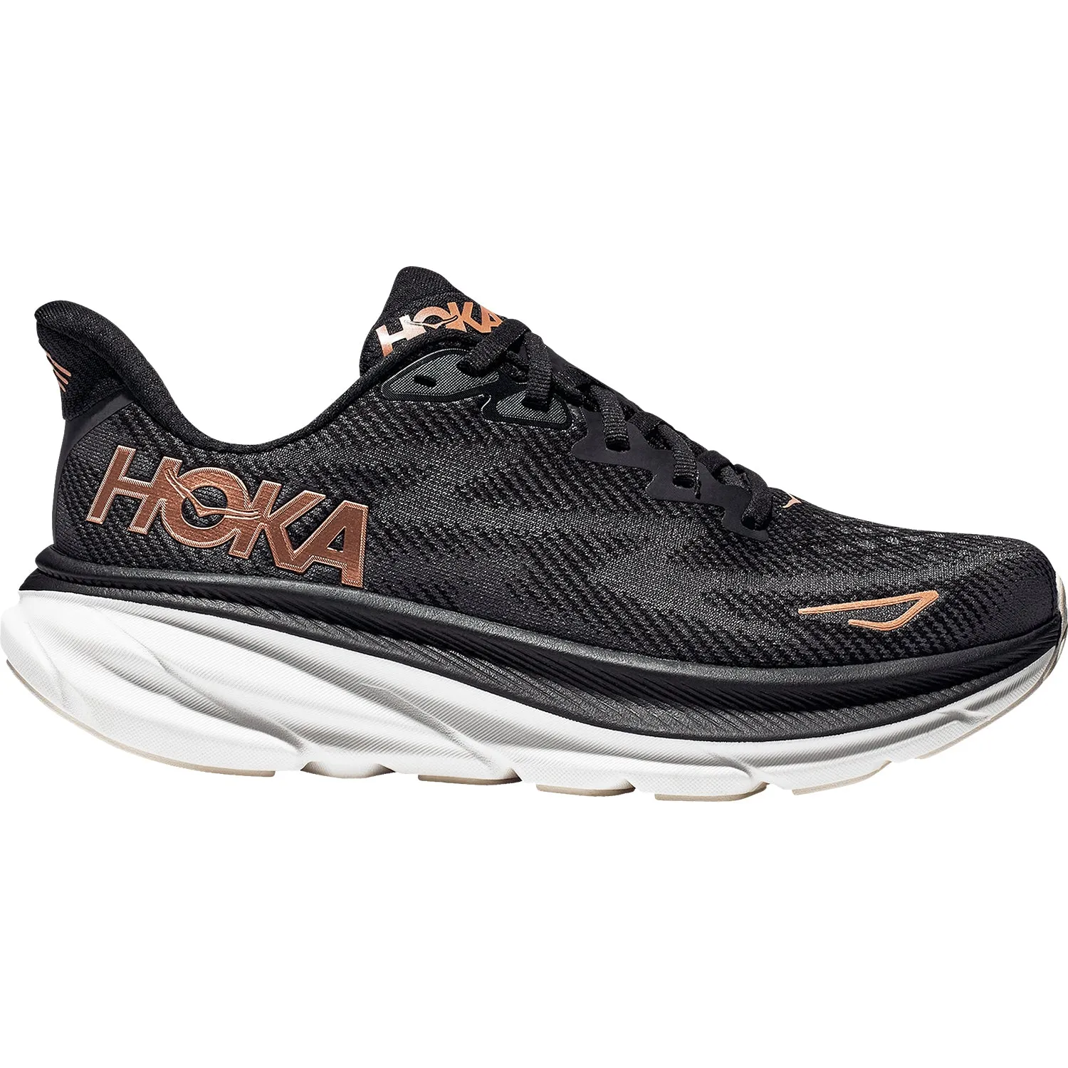 Women's Hoka Clifton 9 Black/Rose Gold Mesh