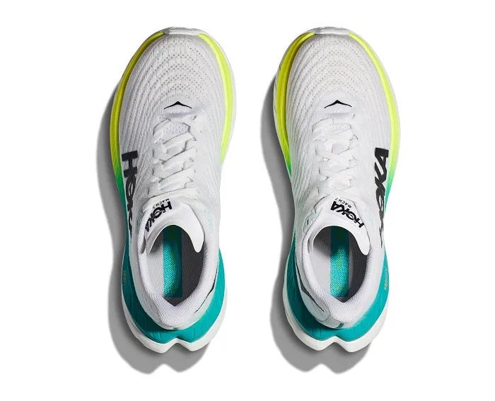 Womens Hoka Mach 5 Wide in White/Blue Glass