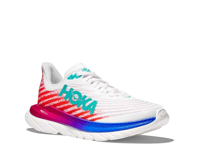 Women's Hoka Mach 5 Wide in White/Flame