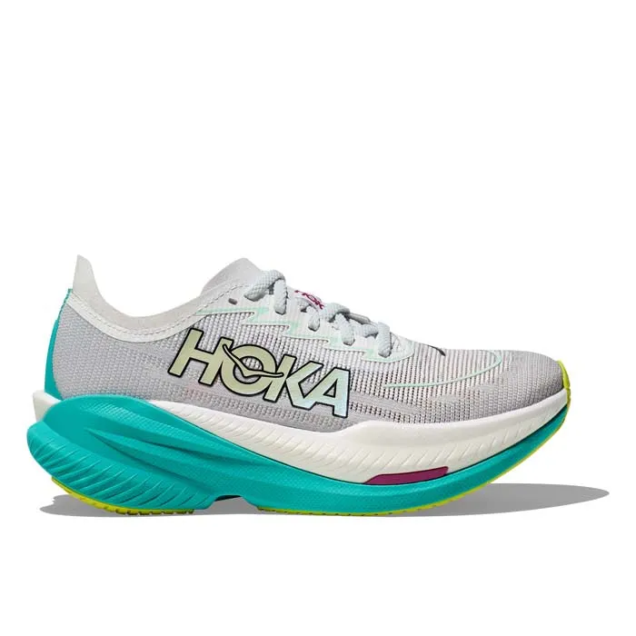 Womens Hoka Mach X 2 in Frost/Electric Aqua