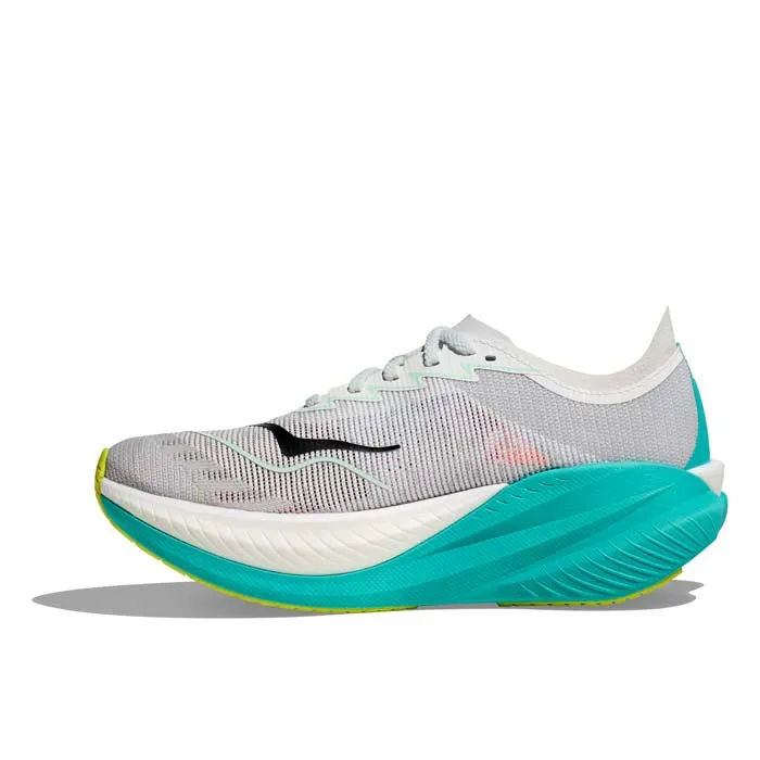 Womens Hoka Mach X 2 in Frost/Electric Aqua